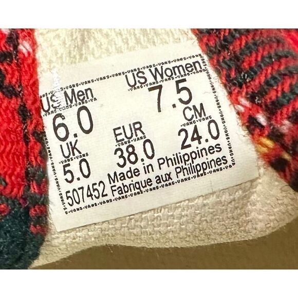 🔥 VANS STYLE 93 PLAID MARY JANE SNEAKER IN PLAID RED/BLACK Size 6 Men 7.5 Women - Picture 10 of 10